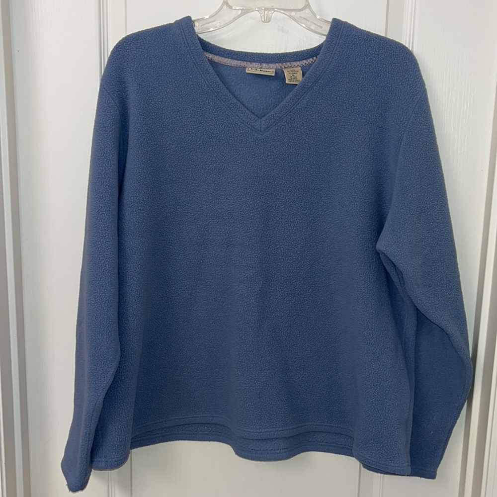 L.L.Bean blue Fleece V Neck Pullover Sweatshirt XL